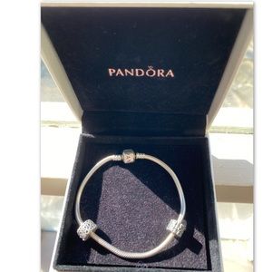 Pandora sterling silver bracelet w/ barrel clasps